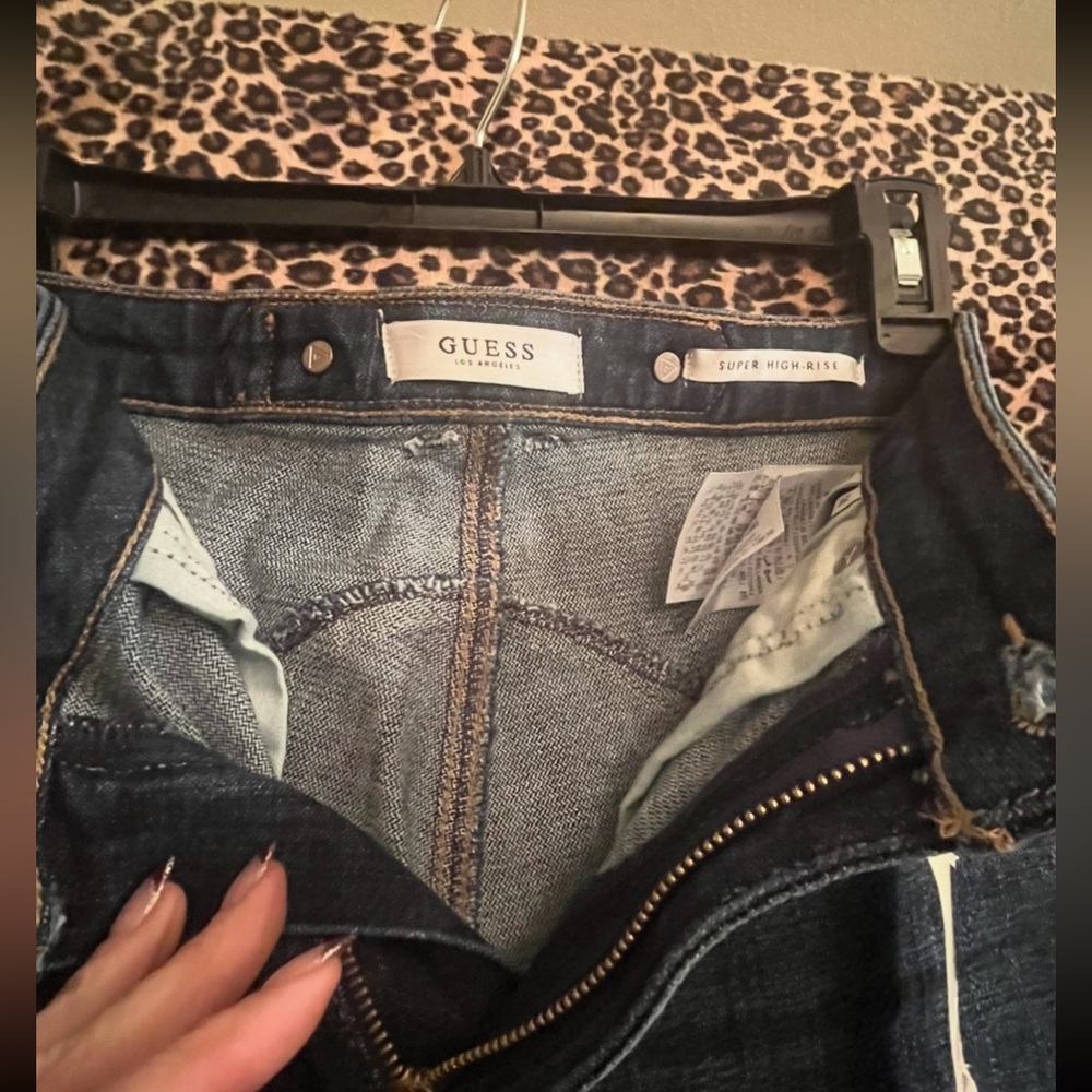 NWT Y2K GUESS Super Hi Rise Dark Blue Skinny Jeans sz 26 - Picture 3 of 4